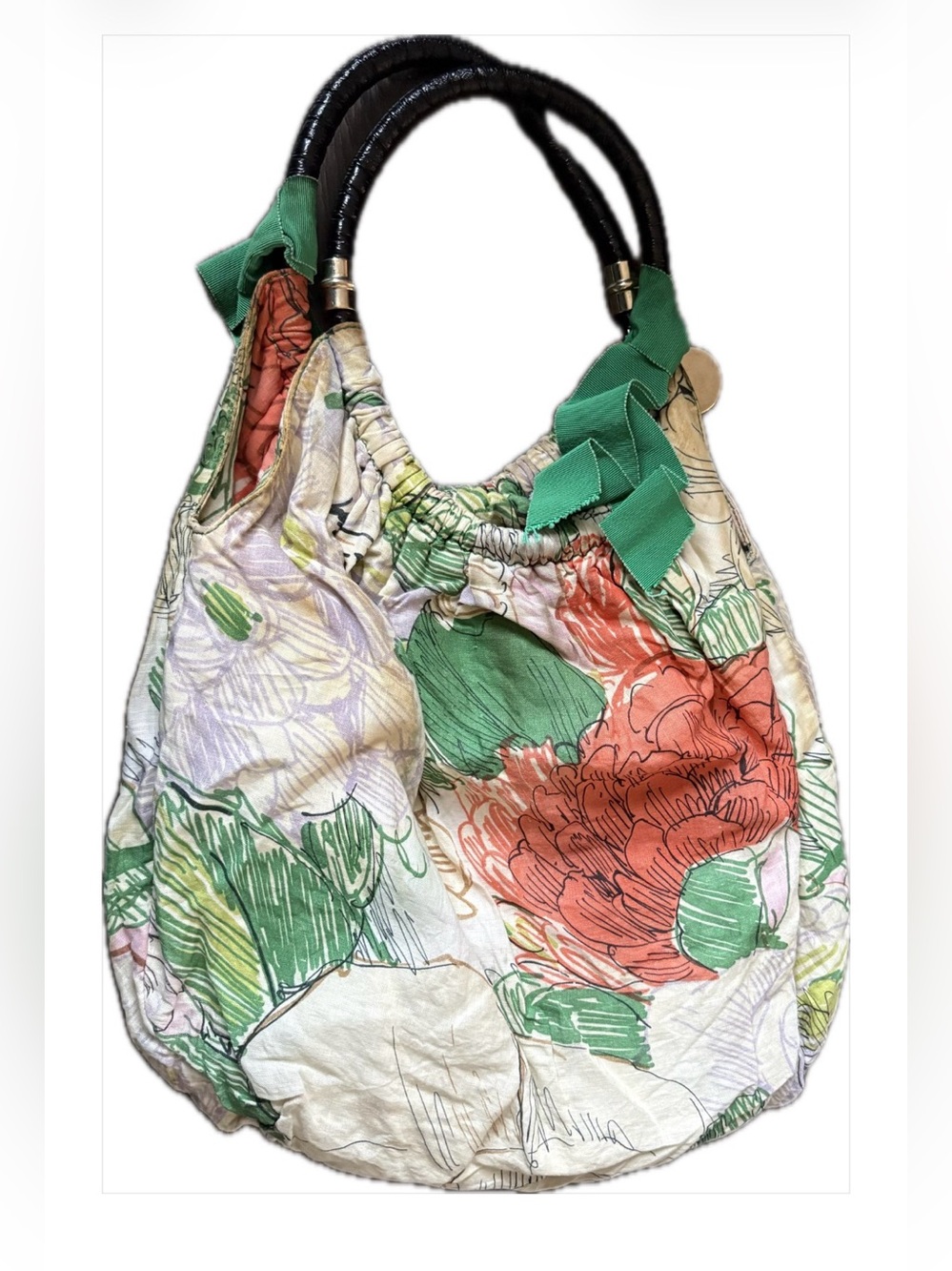 Stella McCartney Floral Print Shoulder Bag with Green Accents